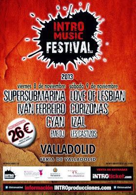 Horarios IntroMusic Festival 2013 (8 y 9 de Noviembre; Valladolid)