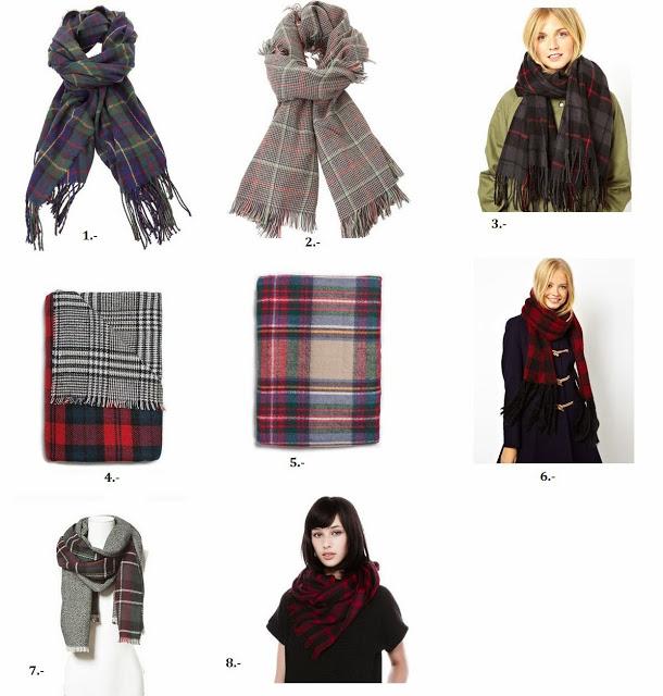 FALL TRENDS; PLAID SCARVES.-