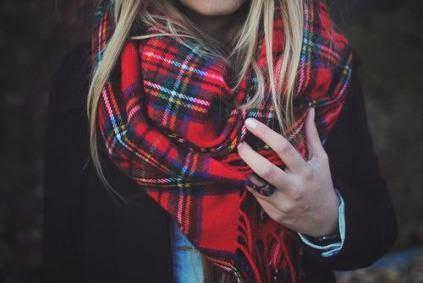 FALL TRENDS; PLAID SCARVES.-