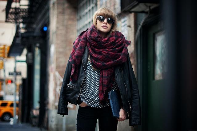 FALL TRENDS; PLAID SCARVES.-