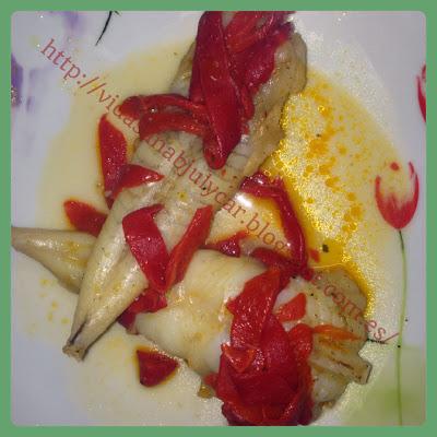 Colas de rape con pimientos piquillo