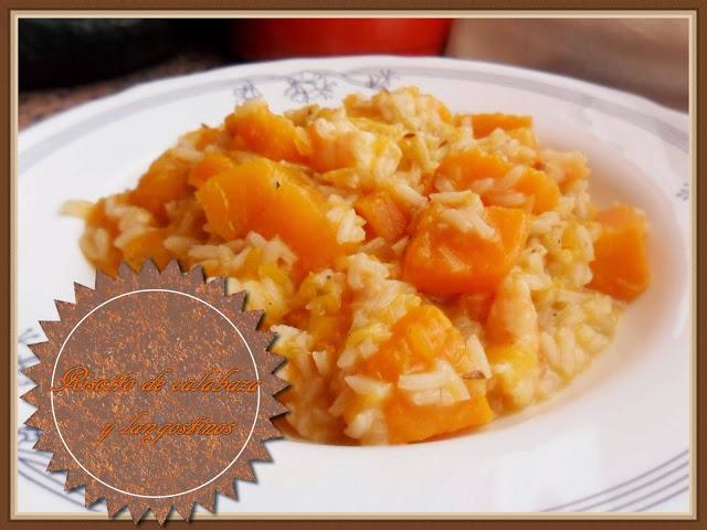 Risotto de calabaza con gambas