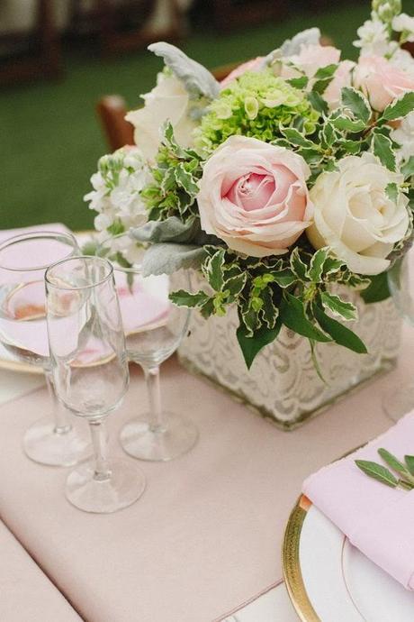 Centro de mesa maceta cuadrada blanca