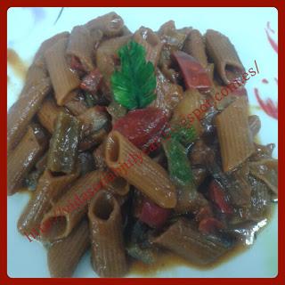 Macarrones integrales bio con verduras