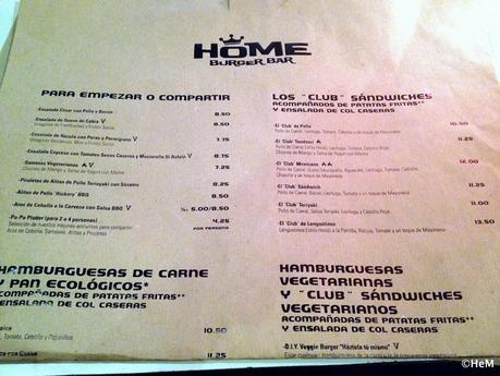 HOME BURGER: Precios de altos vuelos.