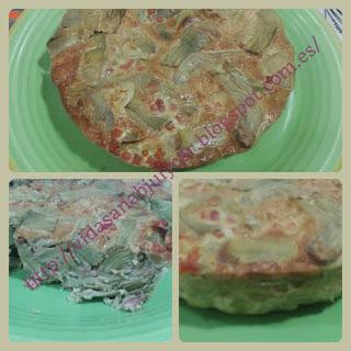 Tortilla de alcachofas con jamón