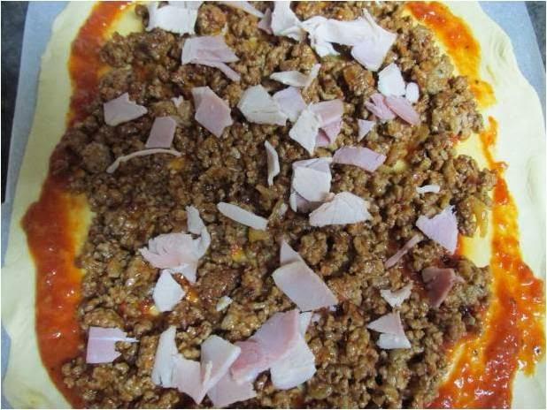 PIZZA  BARBACOA CON MASA CASERA