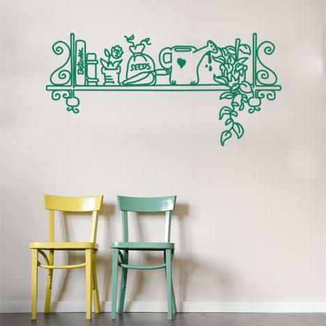 Vinilo decorativo estanteria jardin