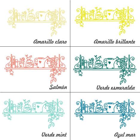 Colores Vinilo decorativo estanteria jardin