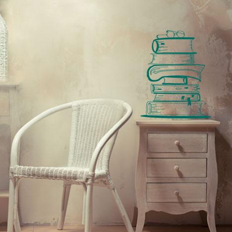 Vinilo decorativo libros apilados