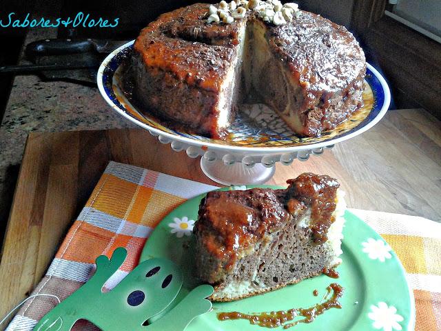 BIZCOCHO CEBRA CON CREMA DE CARAMELO Y AVELLANAS