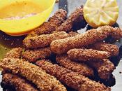 Palitos pescado sesamo salsa agridulce