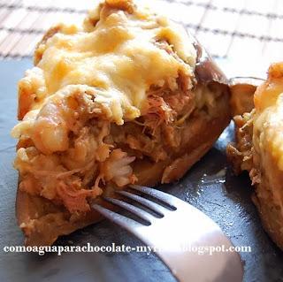 BERENJENAS RELLENAS DE ATÚN Y GAMBAS AL MICROONDAS BERENJENAS RELLENAS DE ATÚN Y GAMBAS AL MICROONDAS