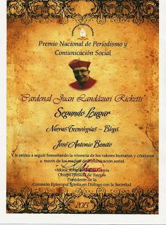 http://jabenito.blogspot.com/ PREMIADO EN EL CONCURSO NACIONAL DE PERIODISMO “Cardenal Juan Landázuri Ricketts” 2013