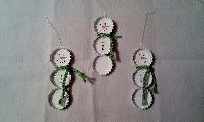 Decoración y Muñecos de Nieve con Chapas, Reciclado
