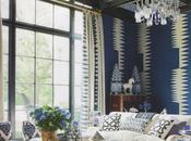 Azul. Clásico. Sorprendente. Patrón Ikat Pared.