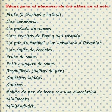 Ideas para el almuerzo de los niños en el cole