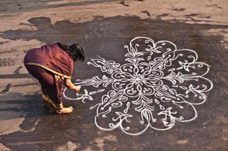 cultura india kolam rangoli mandala hindu