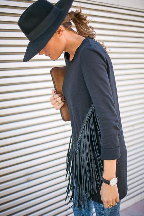 OUTFITS, maje, leather fringes, bohochic, hats, mercules, anillos vintage circo jewellry, aristocrazy, daniel wellington, botines cowboy, zara, pitillo mango,  cristina blanco, guia de estilo, guiadestilo, spanish fashion blog