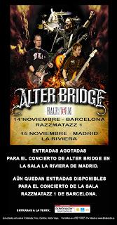 Entradas agotadas para Alter Bridge en Madrid