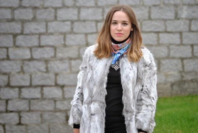 grey faux fur coat hermes style in madrid 4