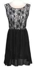 Lace contraste gasa sin mangas Negro