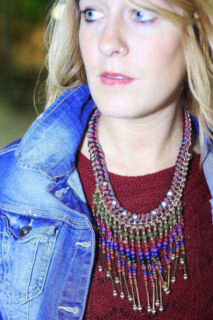 Burgundy & jeans