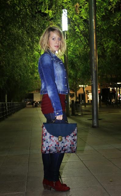 Burgundy & jeans