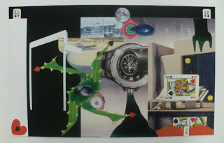 Portal con Rey de picas. (Collage 32 x 50 Cms)