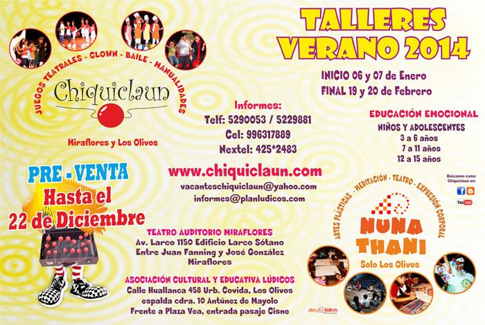 Talleres Niños y Adolescentes Verano 2014 |PUBLICIDAD|                                             upqz