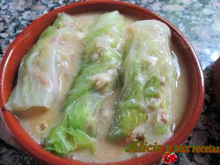 ROLLITOS DE COL RELLENOS AL CAVA