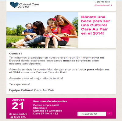 Sorteo de una beca de Cultural Care Au Pair