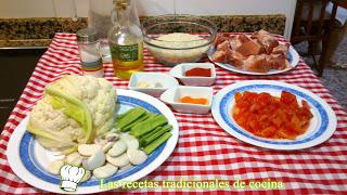 Receta paella de costilla de cerdo y coliflor