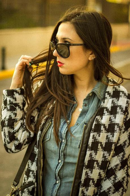 RETRO HOUNDSTOOTH PRINT COAT