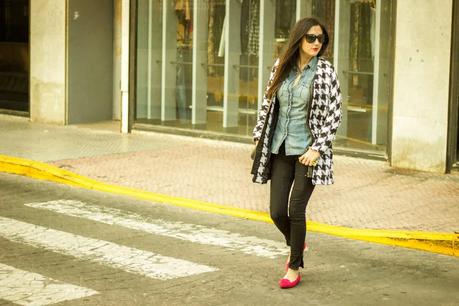 RETRO HOUNDSTOOTH PRINT COAT