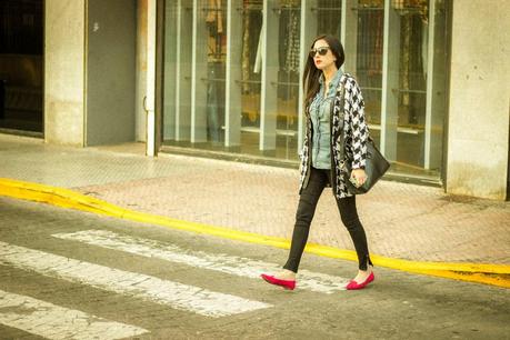 RETRO HOUNDSTOOTH PRINT COAT