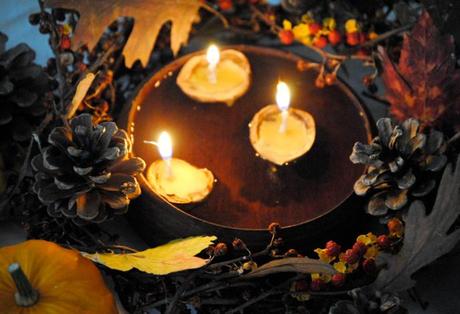 DIY otoño navidad centro de mesa rustico nueces piñas