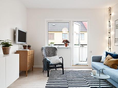 Decoracion simple. Interior nordico con todo lo necesario