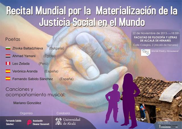 WORLD POETRY MOVEMENT: RECITAL MUNDIAL POR LA MATERIALIZACIÓN DE LA JUSTICIA SOCIAL EN EL MUNDO