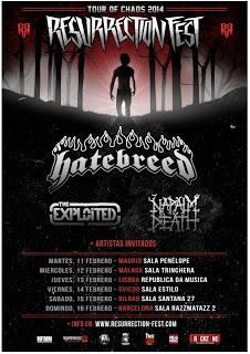 Hatebreed, Napalm Death y The Exploited girarán por España con el 'Resurrection Tour of Chaos 2014'