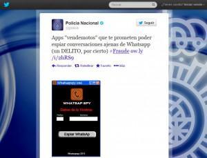 La Policía Nacional de España advierten sobre el whatsapp spy que 