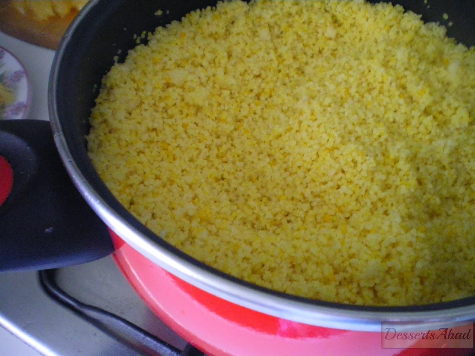 Ensalada templada de cuscús de naranja con bacalao