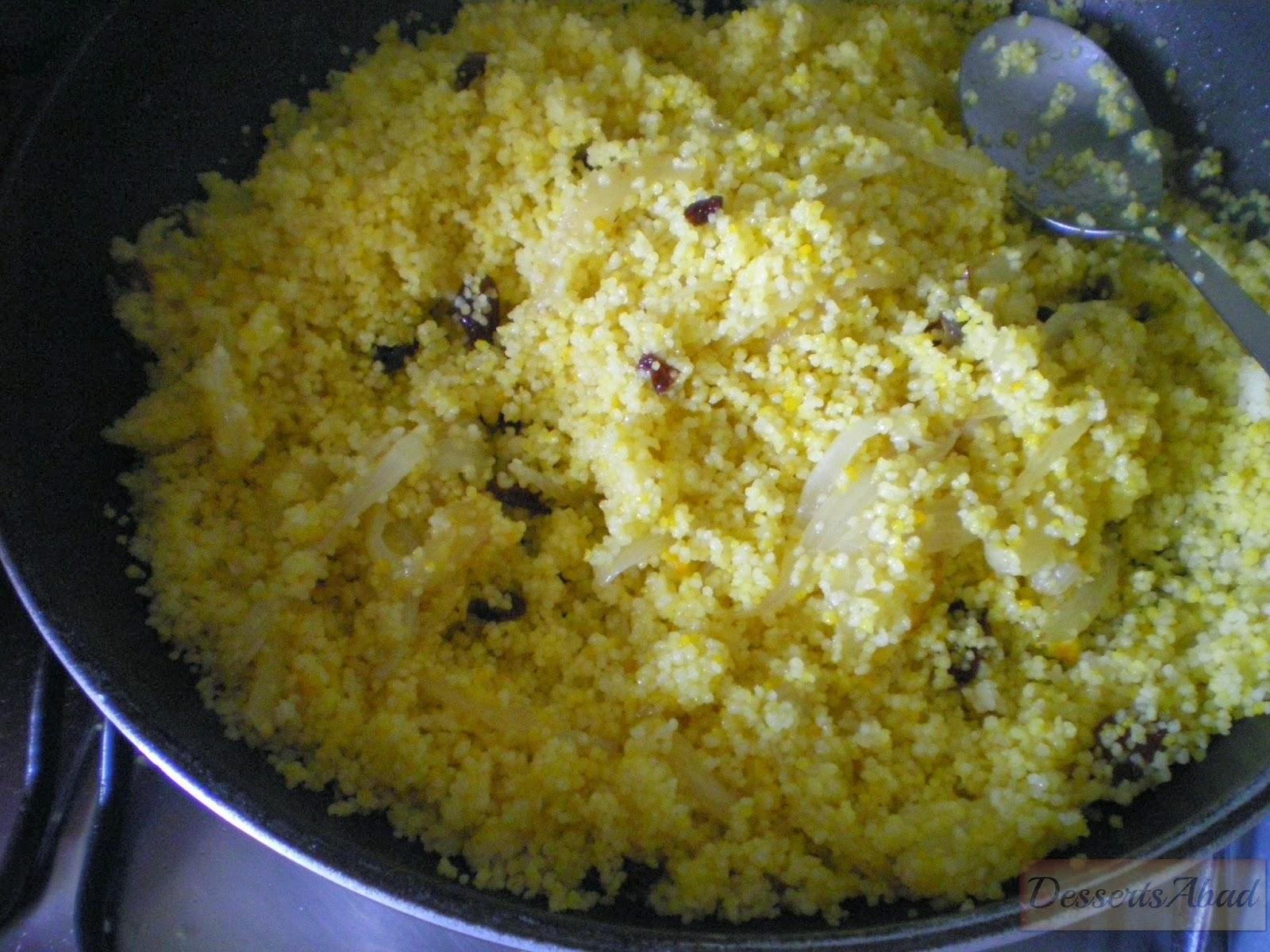 Ensalada templada de cuscús de naranja con bacalao