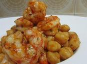 Garbanzos salteados langostinos conteo distintas raciones aptas para diabéticos