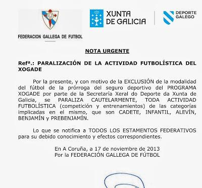 !!SE PARALIZA EL FÚTBOL BASE GALLEGO!!