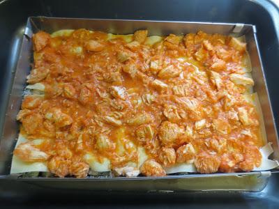 Lasaña de pollo y espinacas