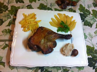 Confit De Pato Con Peras Y Puré De Castañas