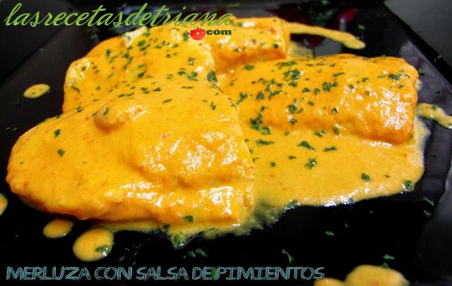 Merluza con salsa de pimientos