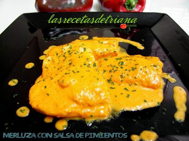 Merluza con salsa de pimientos