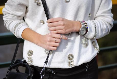 Jeweled sweatshirt.